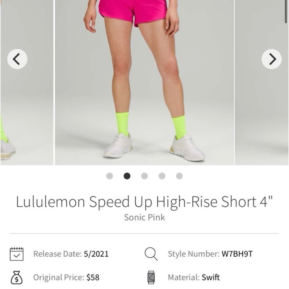 Lululemon Sonic Pink Speed Up Shorts